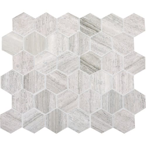 Limestone Collection in Chenille White 12x24 Hexagon Natural Stone
