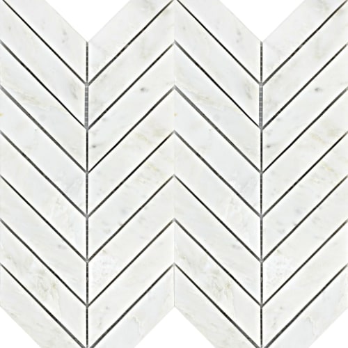 Marble Winter Frost in Winter Frost Chevron Mosaic - Mesh Mosaic Natural Stone