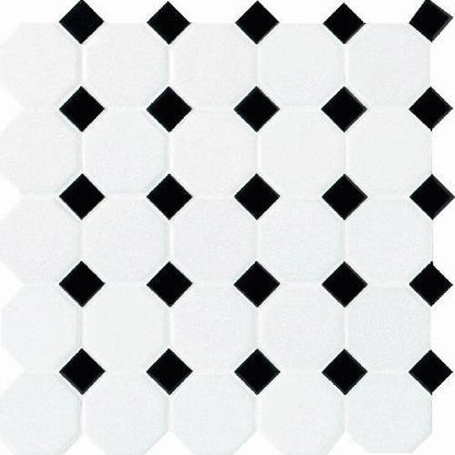 Octagon & Dot in Matte White With 21 Black Gloss Dot 2x2