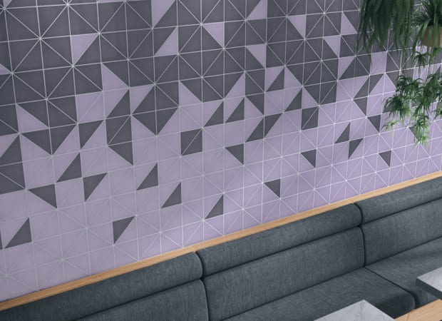 Cursive in Iris Mosaic 4"x4" Circle Tile