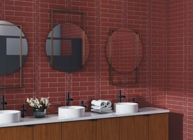 Cursive in Oxblood 3"x12" Tile