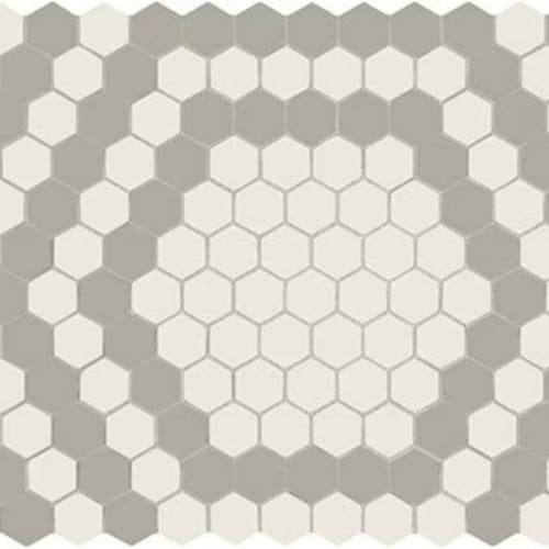 Unglazed Mosaics in Ice White/Light Smoke Hex Hexagon Tile
